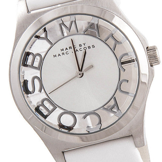  Shop Authentic Marc Jacobs Henry Skeleton White Dial White Leather Strap Watch for Women - MBM1241 - Luxxuri