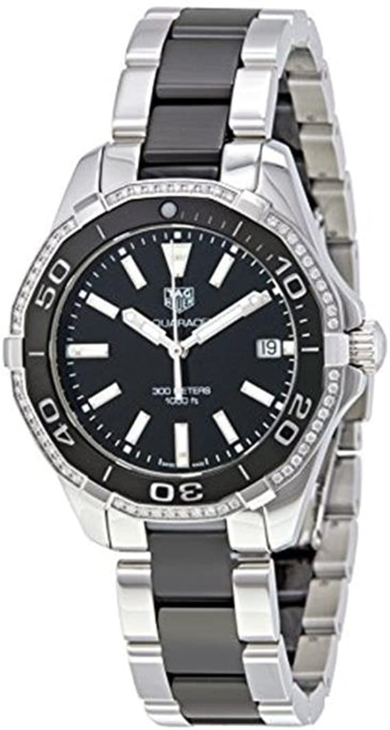  Shop Authentic Tag Heuer Aquaracer Quartz Diamonds Black Dial Two Tone Steel Strap Watch for Women - WAY131G.BA0913 - Luxxuri