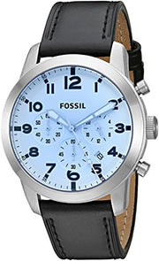  Shop Authentic Fossil Pilot Chronograph Sky Blue Dial Black Leather Strap Watch for Men - FS5162 - Luxxuri