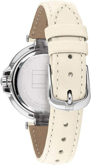  Shop Authentic Tommy Hilfiger Angela Silver Dial Cream Leather Strap Watch for Women - 1782123 - Luxxuri