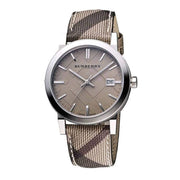  Shop Authentic Burberry The City Beige Dial Chequered Brown Leather Strap Watch for Women - BU9029 - Luxxuri
