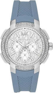  Shop Authentic Michael Kors Sidney Chambray Multifunction Blue Dial Blue Silicone Strap Watch For Women - MK7220 - Luxxuri