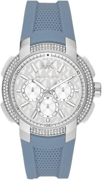  Shop Authentic Michael Kors Sidney Chambray Multifunction Blue Dial Blue Silicone Strap Watch For Women - MK7220 - Luxxuri