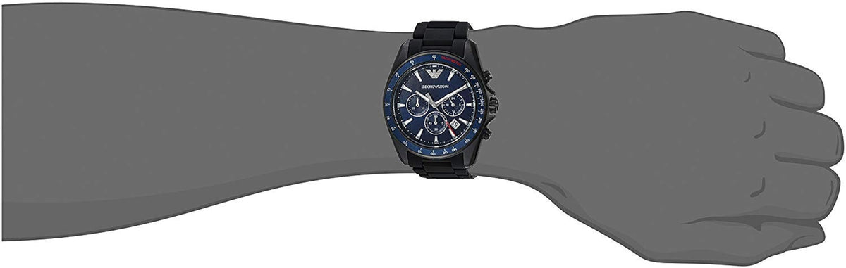  Shop Authentic Emporio Armani Sigma Chronograph Blue Dial Black Silicone Strap Watch For Men - AR6121 - Luxxuri