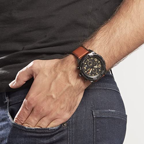  Shop Authentic Fossil Bronson Black Dial Brown Leather Strap Watch for Men - FS5714 - Luxxuri