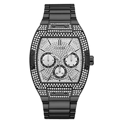  Shop Authentic Guess Phoenix Multifunction Crystals Silver Dial Black Steel Strap Watch For Men - GW0094G3 - Luxxuri