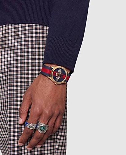  Shop Authentic Gucci G Timeless Bee Red & Blue Dial Red Two Tone Nylon Strap Watch For Men - YA1264061 - Luxxuri