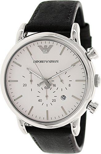  Shop Authentic Emporio Armani Classic Quartz Chronograph White Dial Black Leather Strap Watch For Men - AR1807 - Luxxuri