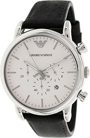  Shop Authentic Emporio Armani Classic Quartz Chronograph White Dial Black Leather Strap Watch For Men - AR1807 - Luxxuri