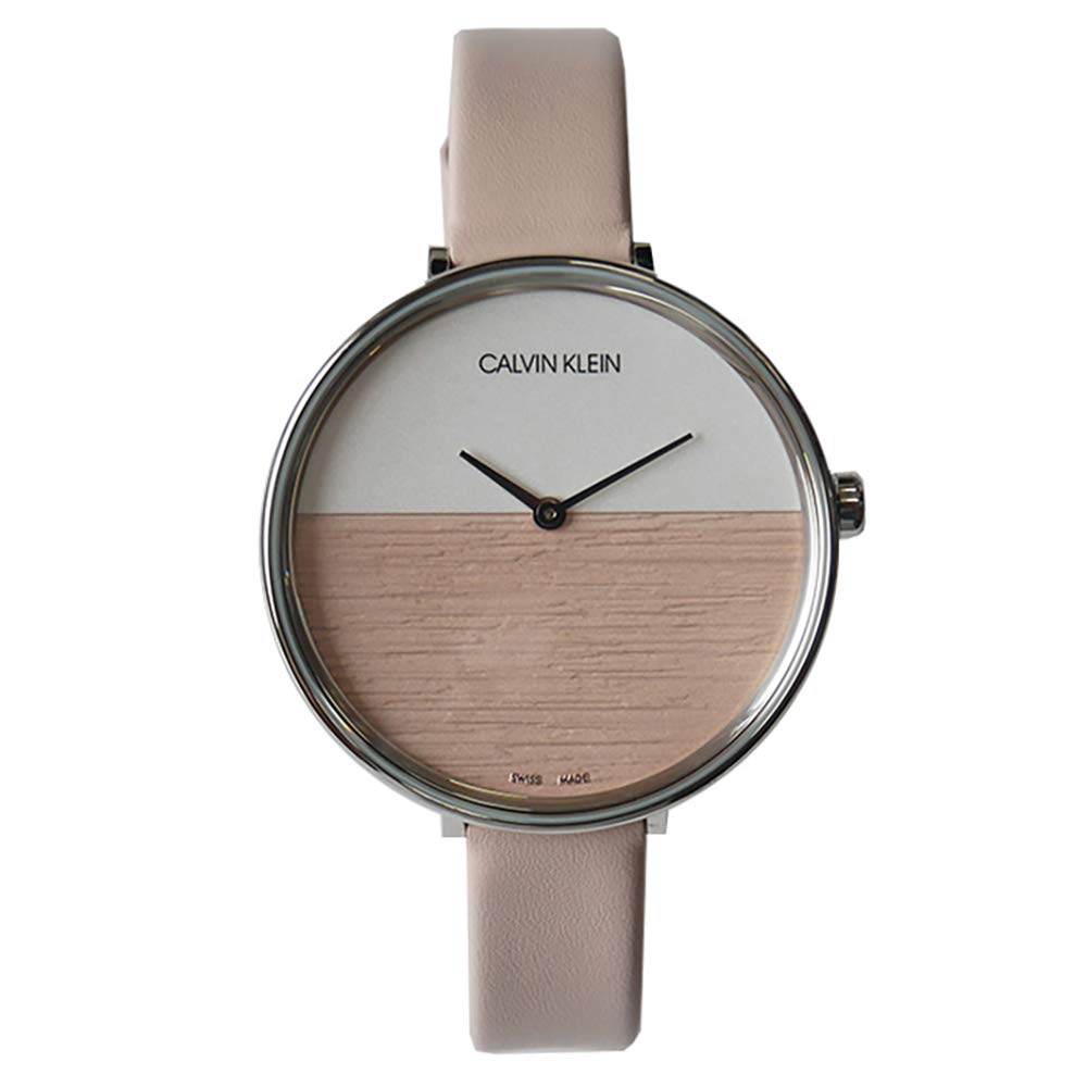  Shop Authentic Calvin Klein Rise White Beige Dial Beige Leather Strap Watch for Women - K7A231XH - Luxxuri