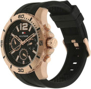  Shop Authentic Tommy Hilfiger Sport Multifunction Black Dial Black Rubber Strap Watch for Men - 1791145 - Luxxuri