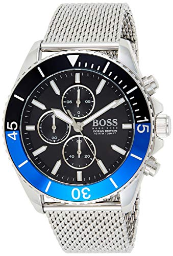  Shop Authentic Hugo Boss Ocean Edition Black Dial Silver Mesh Strap Watch for Men - 1513742 - Luxxuri