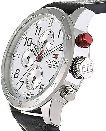  Shop Authentic Tommy Hilfiger Trent Multifunction White Dial Black Leather Strap Watch for Men - 1791138 - Luxxuri