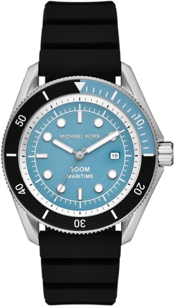  Shop Authentic Michael Kors Maritime Three Hand Blue Dial Black Silicone Strap Watch for Men - MK9167 - Luxxuri