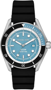  Shop Authentic Michael Kors Maritime Three Hand Blue Dial Black Silicone Strap Watch for Men - MK9167 - Luxxuri