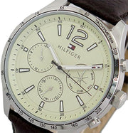 Shop Authentic Tommy Hilfiger Gavin Chronograph White Dial Brown Leather Strap Watch for Men - 1791467 - Luxxuri