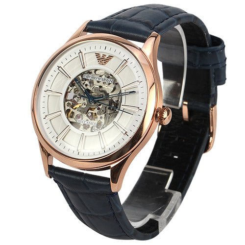  Shop Authentic Emporio Armani Meccanico Automatic White Dial Blue Leather Strap Watch For Men - AR1947 - Luxxuri