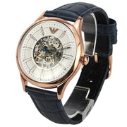  Shop Authentic Emporio Armani Meccanico Automatic White Dial Blue Leather Strap Watch For Men - AR1947 - Luxxuri