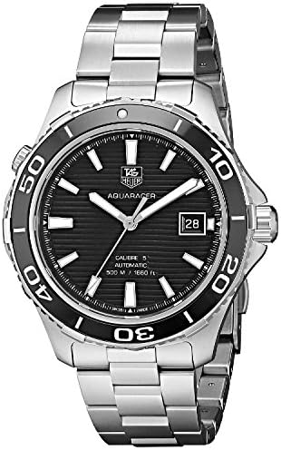  Shop Authentic Tag Heuer Aquaracer Caliber 5 Automatic Black Dial Silver Steel Strap Watch for Men - WAK2110.BA0830 - Luxxuri