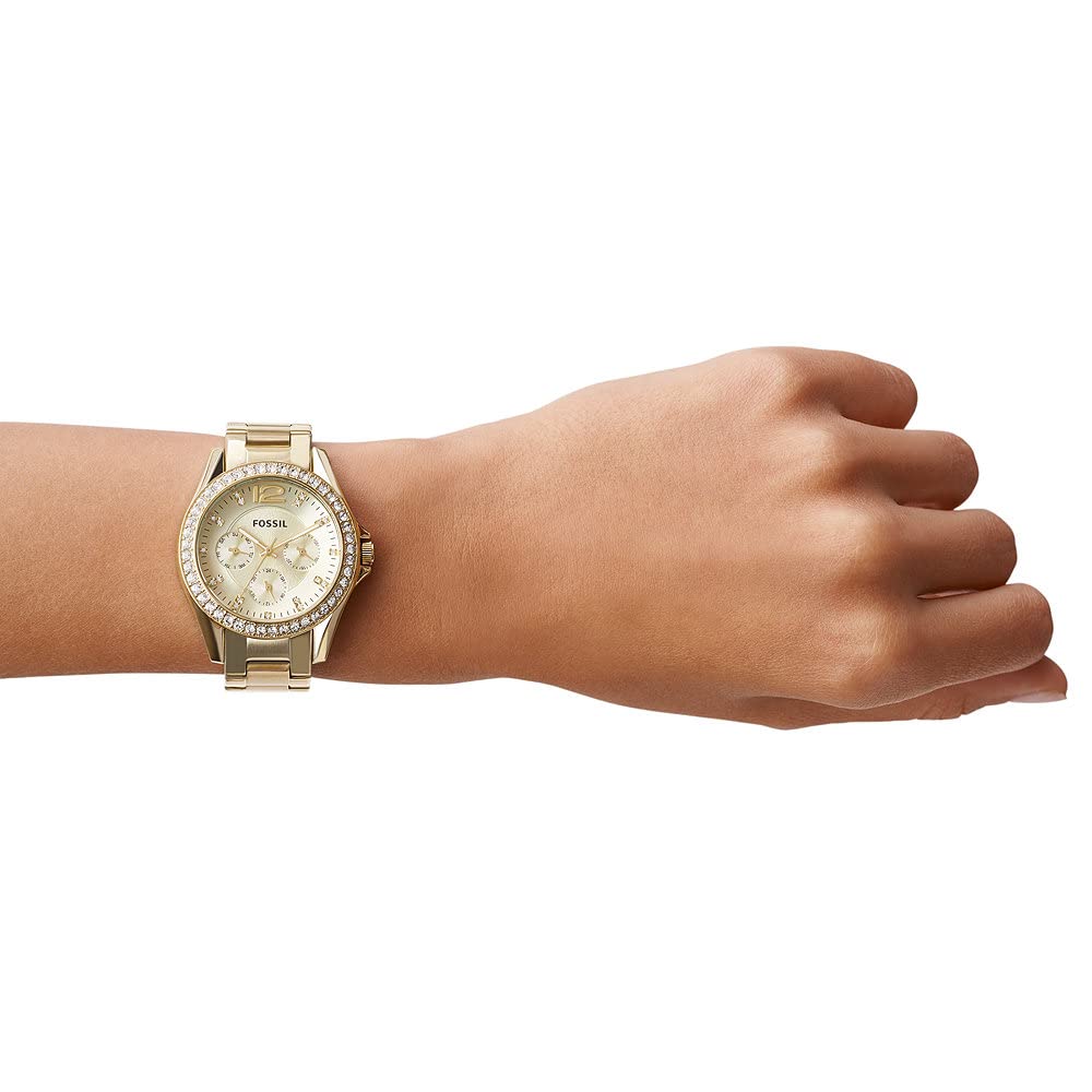  Shop Authentic Fossil Riley Gold Dial Gold Steel Strap Watch for Women - ES3203 - Luxxuri