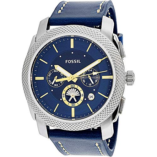  Shop Authentic Fossil Machine Chronograph Blue Dial Blue Leather Strap Watch for Men - FS5262 - Luxxuri