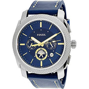  Shop Authentic Fossil Machine Chronograph Blue Dial Blue Leather Strap Watch for Men - FS5262 - Luxxuri