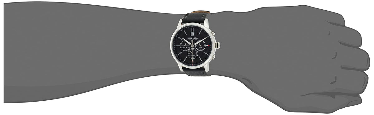  Shop Authentic Tommy Hilfiger Kyle Quartz Black Dial Black Leather Strap Watch for Men - 1791630 - Luxxuri