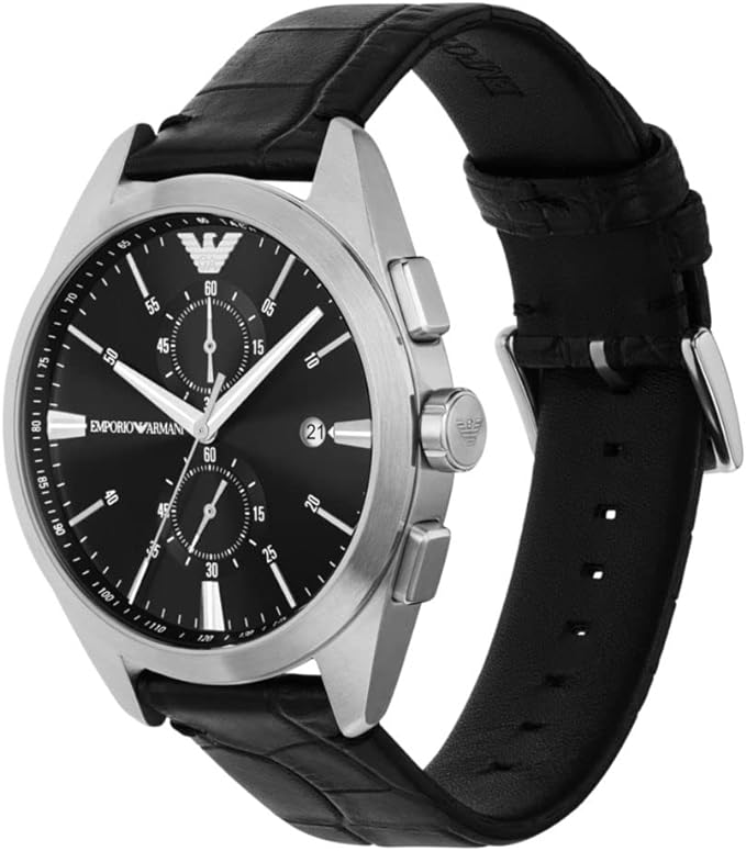  Shop Authentic Emporio Armani Claudio Chronograph Black Dial Black Leather Strap Watch For Men - AR11542 - Luxxuri