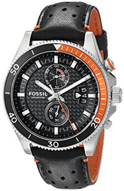  Shop Authentic Fossil Wakefield Chronograph Black Dial Black Leather Strap Watch for Men - CH2953 - Luxxuri