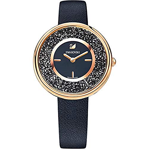  Shop Authentic Swarovski Crystalline Pure Black Dial Black Leather Strap Watch for Women - 5275043 - Luxxuri