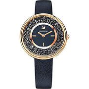  Shop Authentic Swarovski Crystalline Pure Black Dial Black Leather Strap Watch for Women - 5275043 - Luxxuri