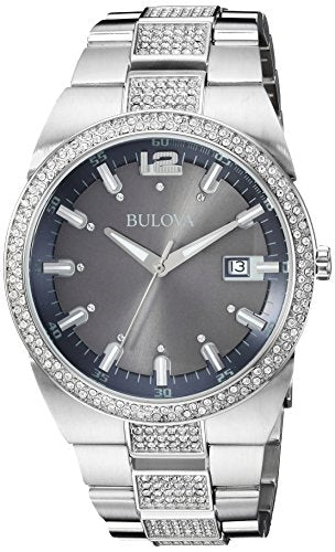  Shop Authentic Bulova Crystal Collection Brown Dial Silver Steel Strap Watch for Men - 96B221 - Luxxuri