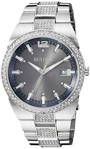  Shop Authentic Bulova Crystal Collection Brown Dial Silver Steel Strap Watch for Men - 96B221 - Luxxuri