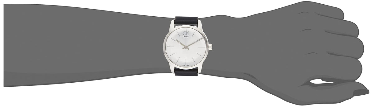  Shop Authentic Calvin Klein City Silver Dial Black Leather Strap Watch For Women - K2G231C6 - Luxxuri