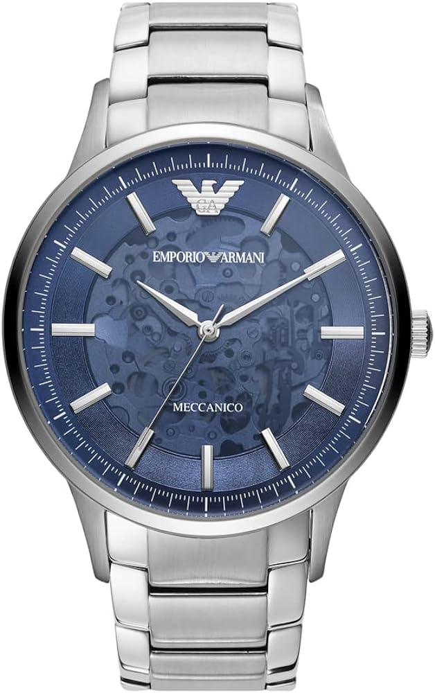  Shop Authentic Emporio Armani Renato Automatic Blue Dial Silver Steel Strap Watch For Men - AR60037 - Luxxuri