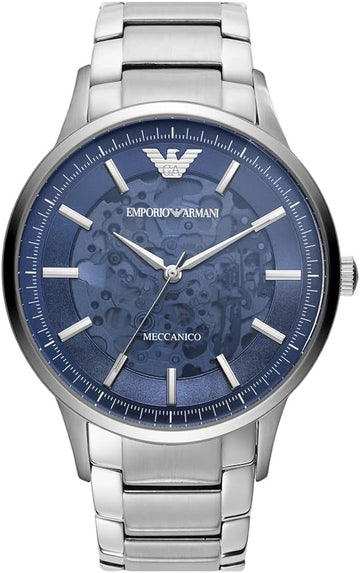  Shop Authentic Emporio Armani Renato Automatic Blue Dial Silver Steel Strap Watch For Men - AR60037 - Luxxuri