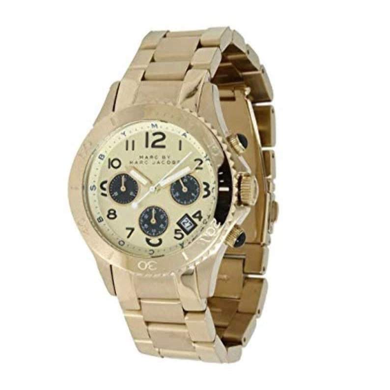  Shop Authentic Marc Jacobs Rock Metal Chronograph Gold Dial Gold Steel Strap Watch for Men - MBM3158 - Luxxuri