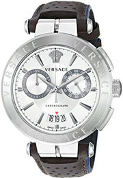  Shop Authentic Versace Aion Chronograph White Dial Brown Leather Strap Watch for Men - VBR010017 - Luxxuri