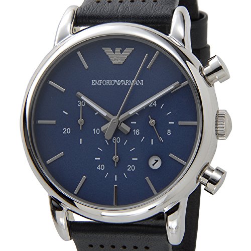  Shop Authentic Emporio Armani Luigi Chronograph Blue Dial Black Leather Strap Watch For Men - AR1736 - Luxxuri