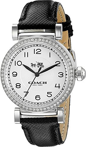 Coach Madison White Dial Black Leather Strap Watch for Women - 14502399