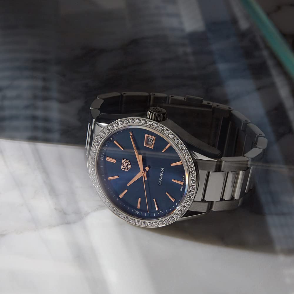  Shop Authentic Tag Heuer Carrera Quartz Diamonds Blue Dial Silver Steel Strap Watch for Women - WAR1114.BA0601 - Luxxuri