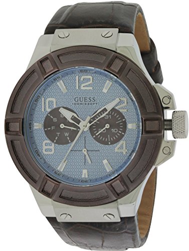  Shop Authentic Guess Rigor Analogue Quartz Blue Dial Brown Leather Strap Watch For Men - W0040G10 - Luxxuri
