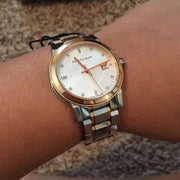  Shop Authentic Burberry The City Diamonds White Dial Two Tone Steel Strap Watch for Women - BU9127 - Luxxuri