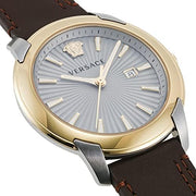  Shop Authentic Versace V-Urban Quartz Grey Dial Brown Leather Strap Watch for Men - VELQ00219 - Luxxuri