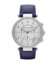  Shop Authentic Michael Kors Parker White Dial Navy Blue Leather Strap Watch for Women - MK2293 - Luxxuri