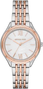  Shop Authentic Michael Kors Mindy Three Hand White Dial Two Tone Steel Strap Watch For Women - MK7077 - Luxxuri