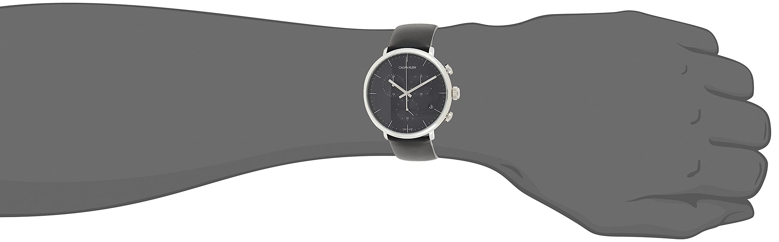  Shop Authentic Calvin Klein High Noon Chronograph Black Dial Black Leather Strap Watch for Men - K8M271C1 - Luxxuri