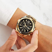  Shop Authentic Guess Surge Chronograph Black Dial Gold Steel Strap Watch for Men - W1258G2 - Luxxuri