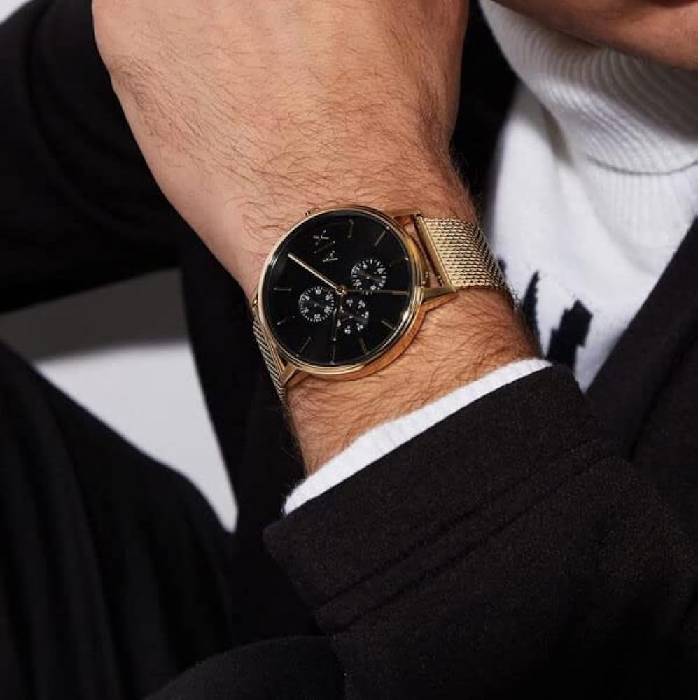  Shop Authentic Armani Exchange Cayde Chronograph Black Dial Gold Mesh Strap Watch For Men - AX2715 - Luxxuri