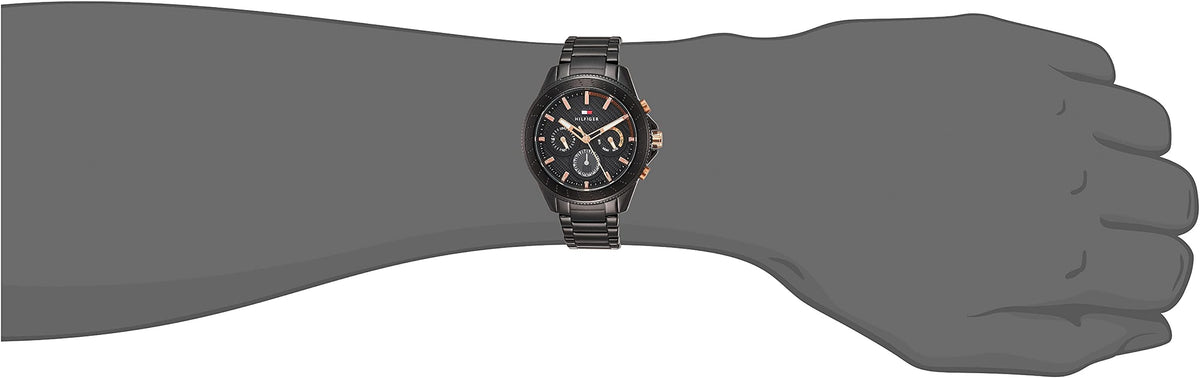  Shop Authentic Tommy Hilfiger Aiden Chronograph Black Dial Black Steel Strap Watch For Men - 1791858 - Luxxuri